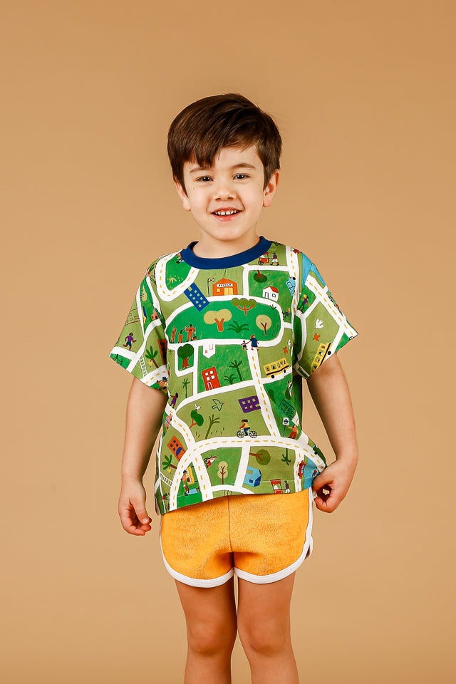 Short Infantil Atoalhado Mostarda