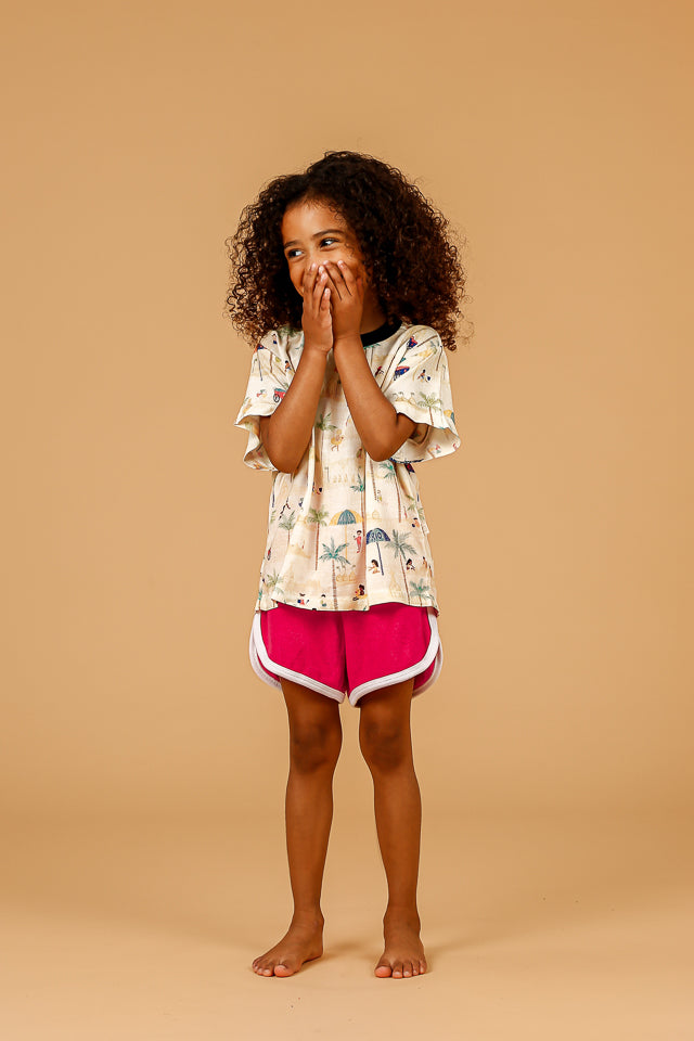 Short Infantil Atoalhado Rosa