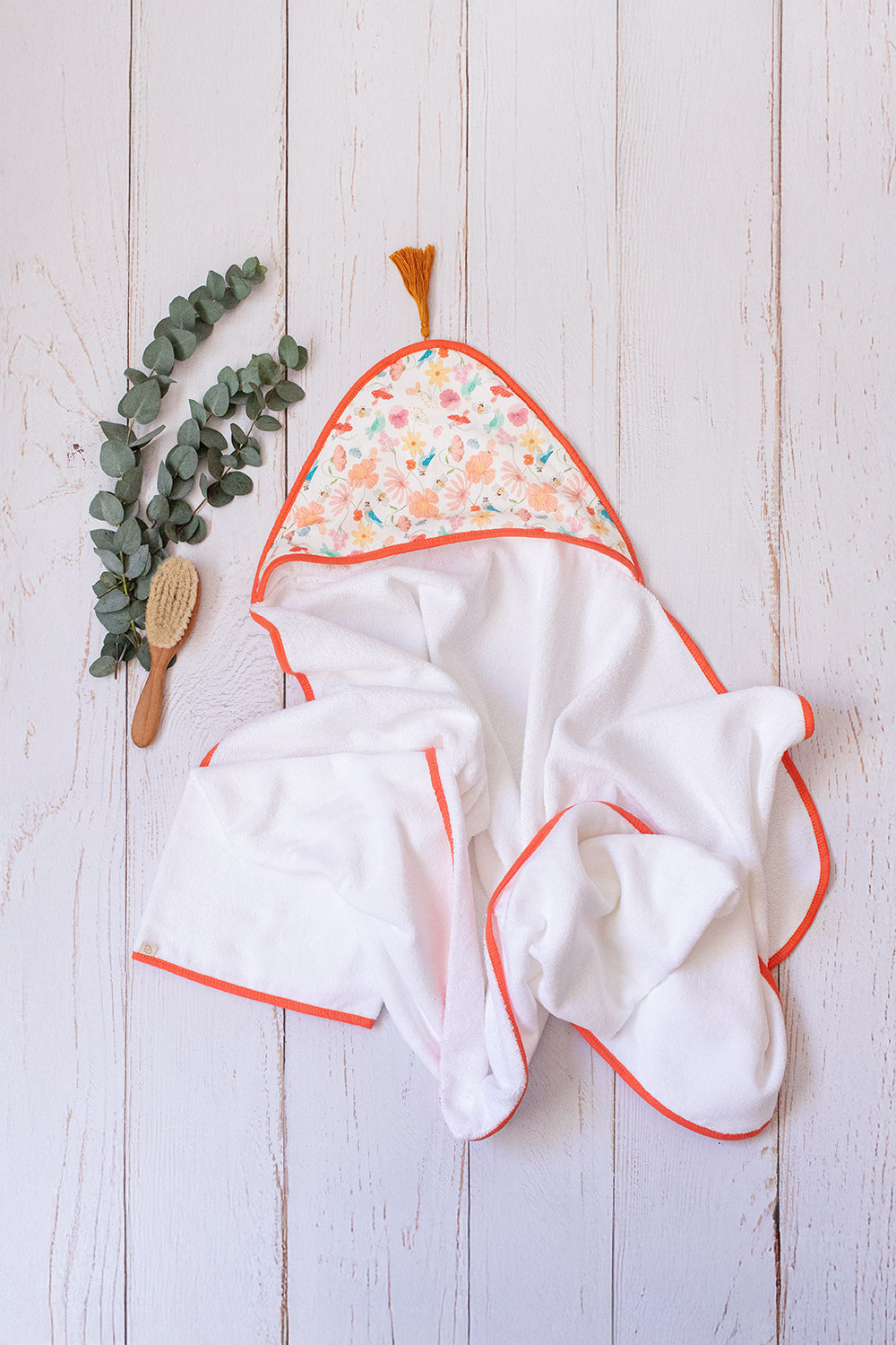 Toalha de Banho Infantil Com Capuz Coral