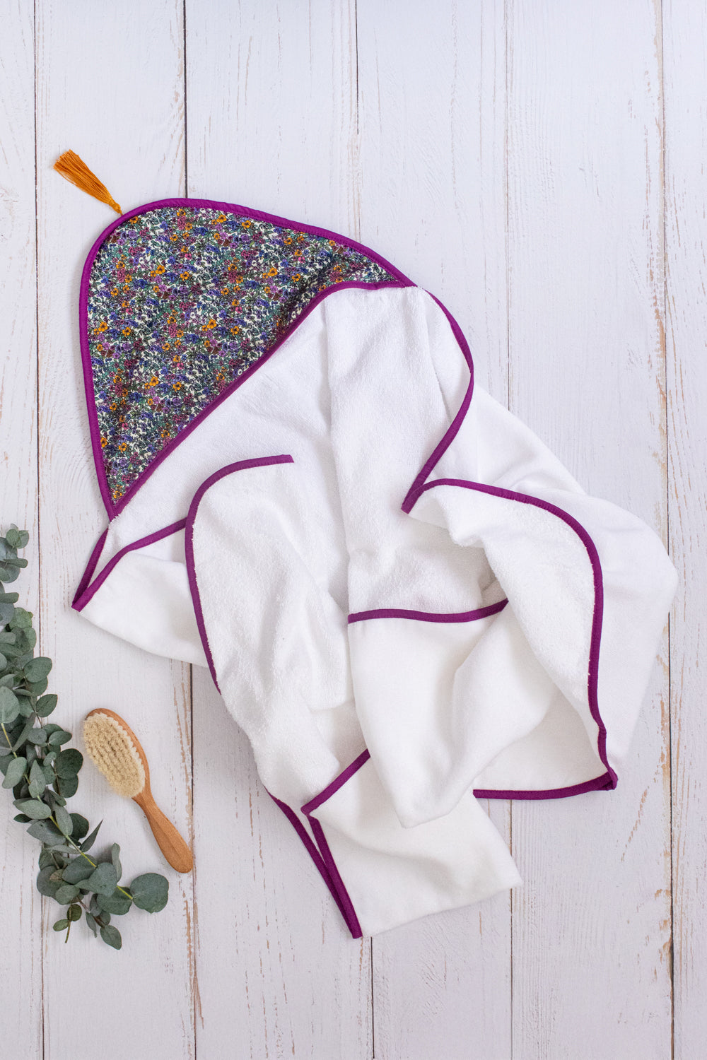 Toalha de Banho Infantil Com Capuz Roxa