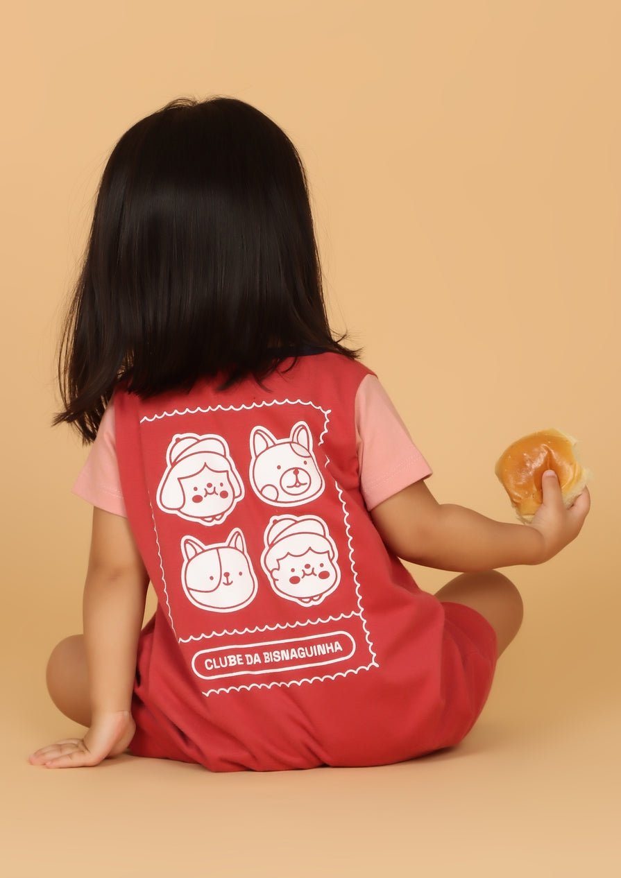 Jardineira Bebê Goiaba "Clube da Bisnaguinha" Jardineira Studio Pipoca