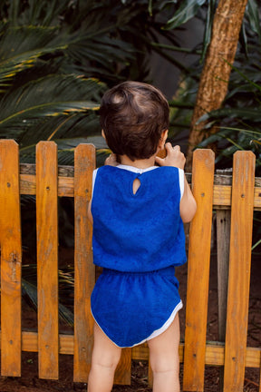 Body Regata Bebê Atoalhado Azul Bloomer Studio Pipoca