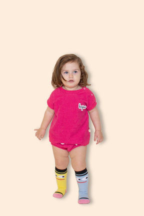 Camiseta Bebê Atoalhada Rosa Camiseta Studio Pipoca