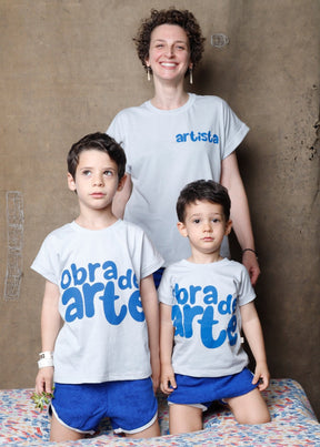 Camiseta Infantil Cinza "Obra de arte" Camiseta Studio Pipoca