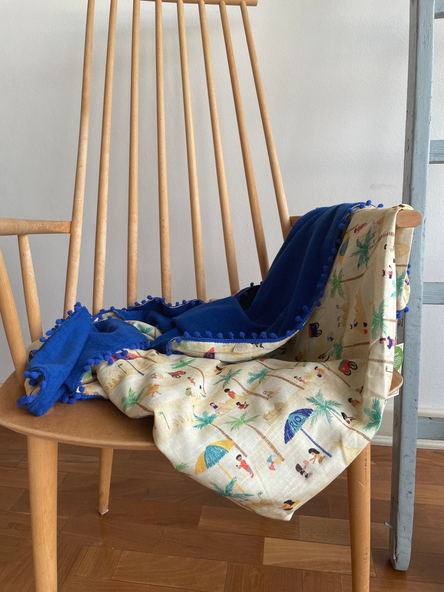 Canga Toalha Azul Estampa Praia no Rio Toalha de Banho Studio Pipoca