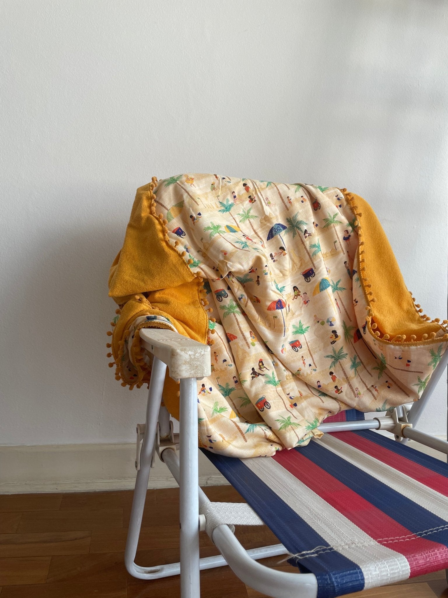 Canga Toalha Mostarda Estampa Praia no Rio Toalha de Banho Studio Pipoca