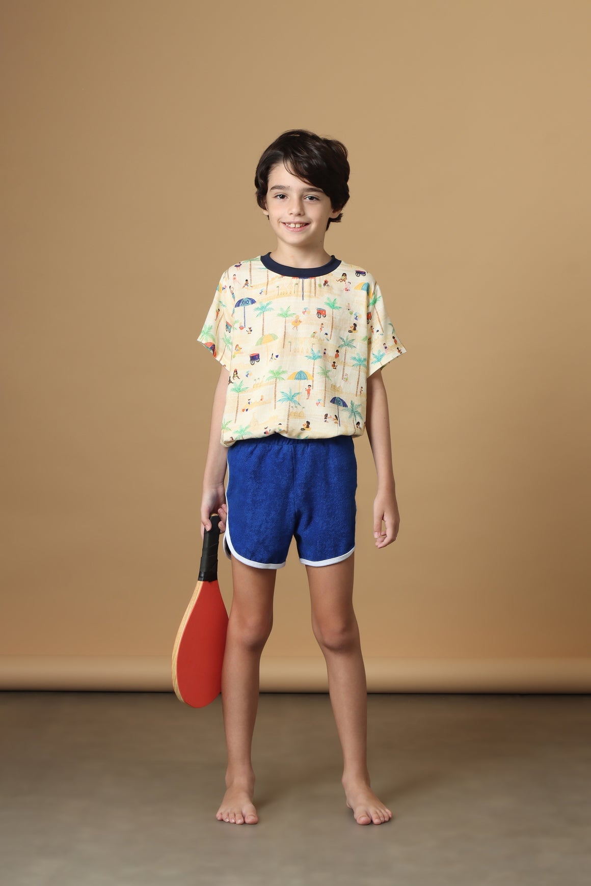 Conjunto Infantil Short Azul + Camiseta Praia no Rio Roupas para bebês e crianças Studio Pipoca