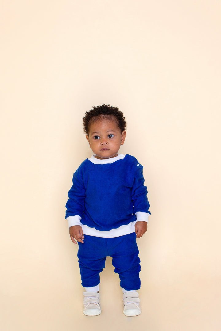 Suéter Bebê Atoalhado Azul suéter bebê Studio Pipoca